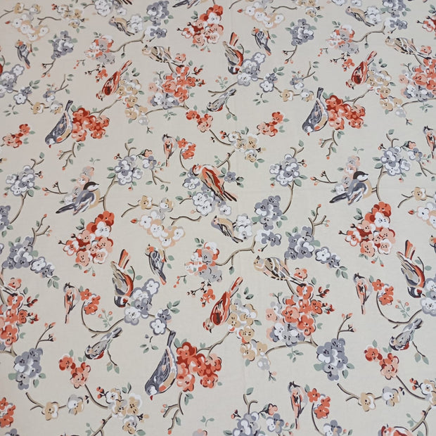 Bird Blossom Print – Queen Size Flat Bedsheet (260 x 230 cm) | 100% Cotton | Includes 2 Pillow Covers