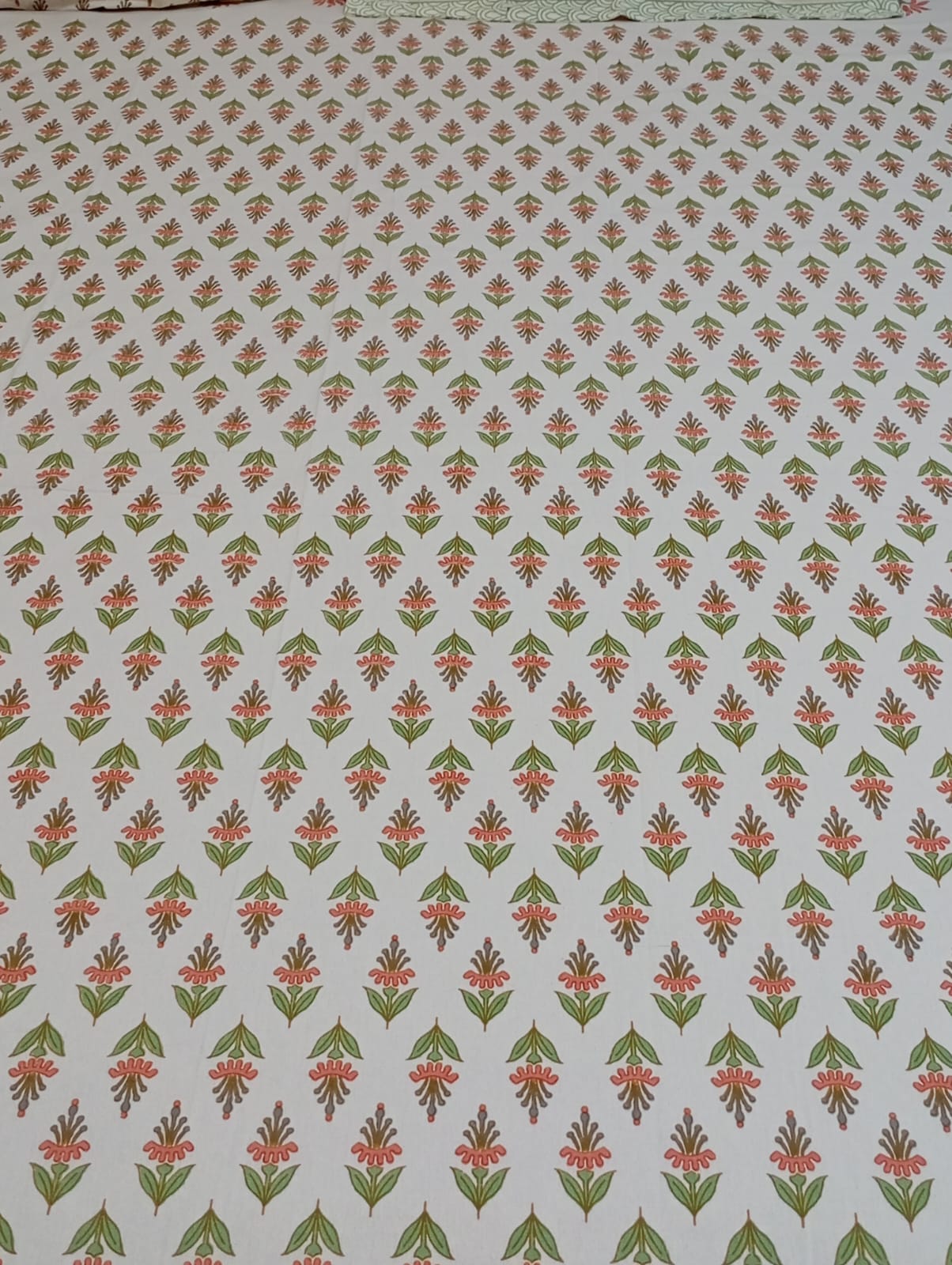 Blush Meadow – Block Print - Super King Size Bedsheet (274 x 274 cm) | 100% Jaipuri Cotton | Includes 2 Pillow Covers