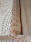 Blush Meadow – Block Print - Super King Size Bedsheet (274 x 274 cm) | 100% Jaipuri Cotton | Includes 2 Pillow Covers