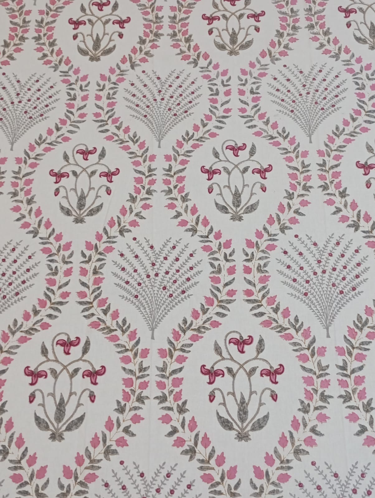 Blush Vine –Block Print - Super King Size Bedsheet (274 x 274 cm) | 100% Jaipuri Cotton | Includes 2 Pillow Covers