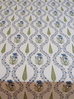 Blue Meadow Vine Block Print – Super King Size Bedsheet (274 x 274 cm) | 100% Jaipuri Cotton | Includes 2 Pillow Covers