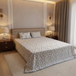 Ivory Fern – Super King Size Bedsheet (274 x 274 cm) | 100% Jaipuri Cotton | Includes 2 Pillow Covers