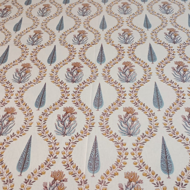 Amber Vine Buta – Queen Size Bedsheet (228 x 254 cm) | 100% Jaipuri Cotton | Includes 2 Pillow Covers