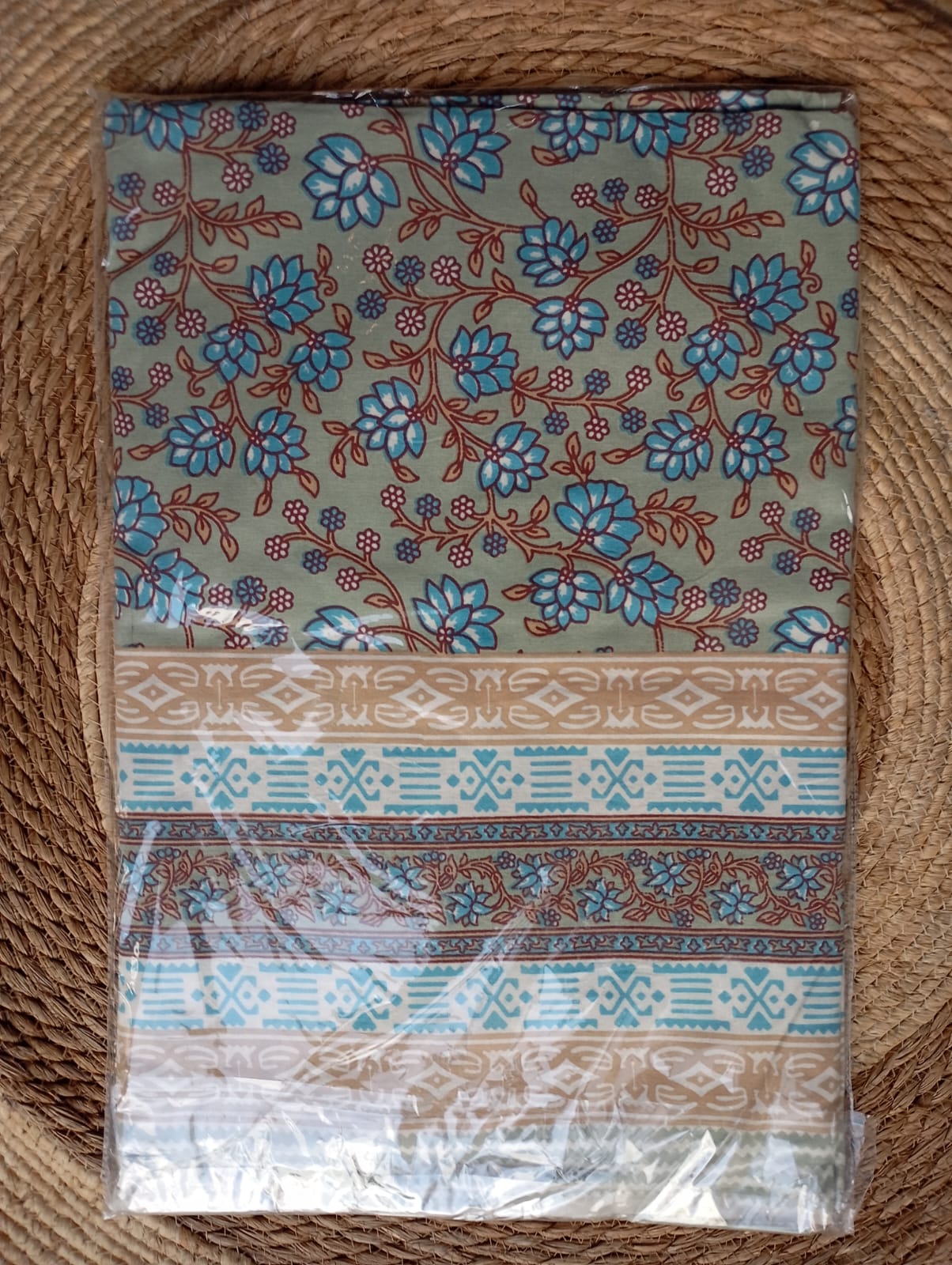 Azure Meadow Bloom – Queen Size Bedsheet (228 x 254 cm) | 100% Jaipuri Cotton | Includes 2 Pillow Covers
