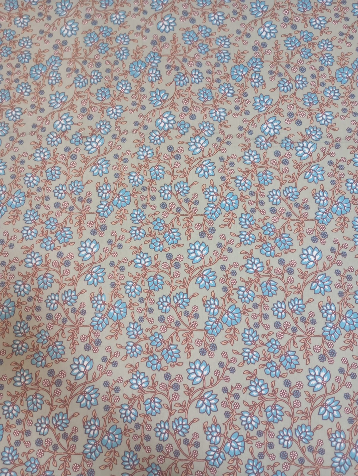 Azure Meadow Bloom – Queen Size Bedsheet (228 x 254 cm) | 100% Jaipuri Cotton | Includes 2 Pillow Covers