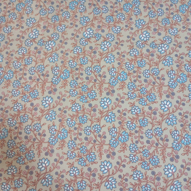 Azure Meadow Bloom – Queen Size Bedsheet (228 x 254 cm) | 100% Jaipuri Cotton | Includes 2 Pillow Covers