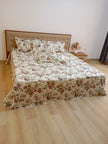 Rosé Garden Bloom – Super King Size Bedsheet (274 x 274 cm) | 100% Jaipuri Cotton | Includes 2 Pillow Covers