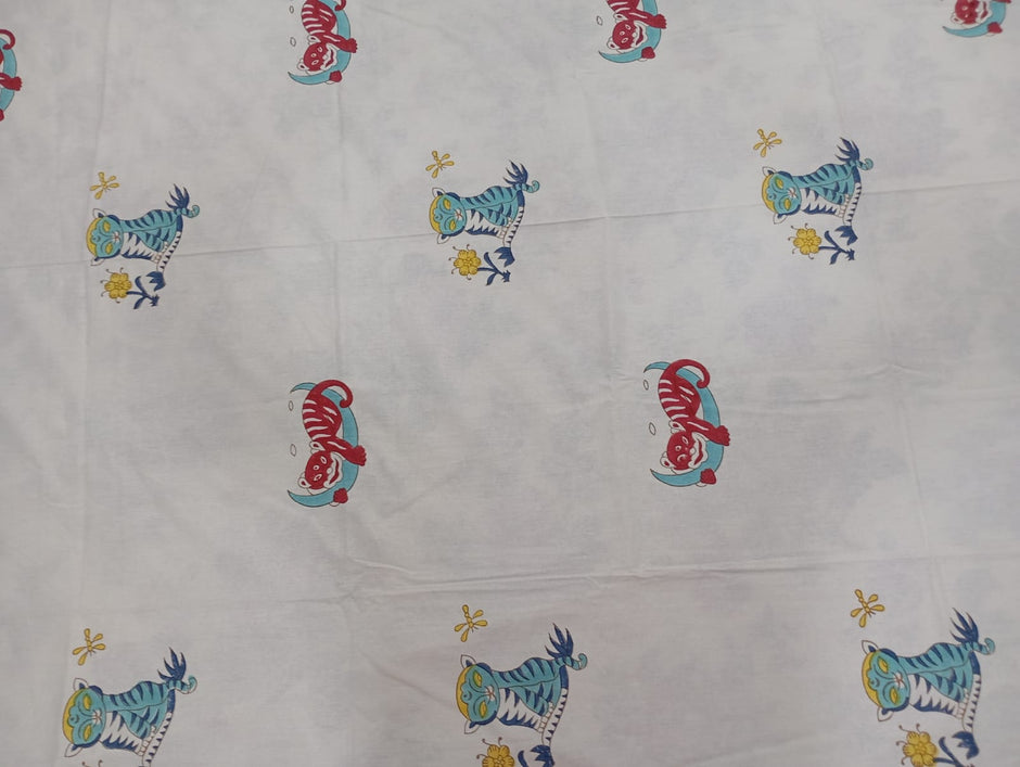 Jungle Cubs Fun – Kids Single Bedsheet (152 x 228 cm) | 100% Pure Cotton | Includes 1 Pillow Cover