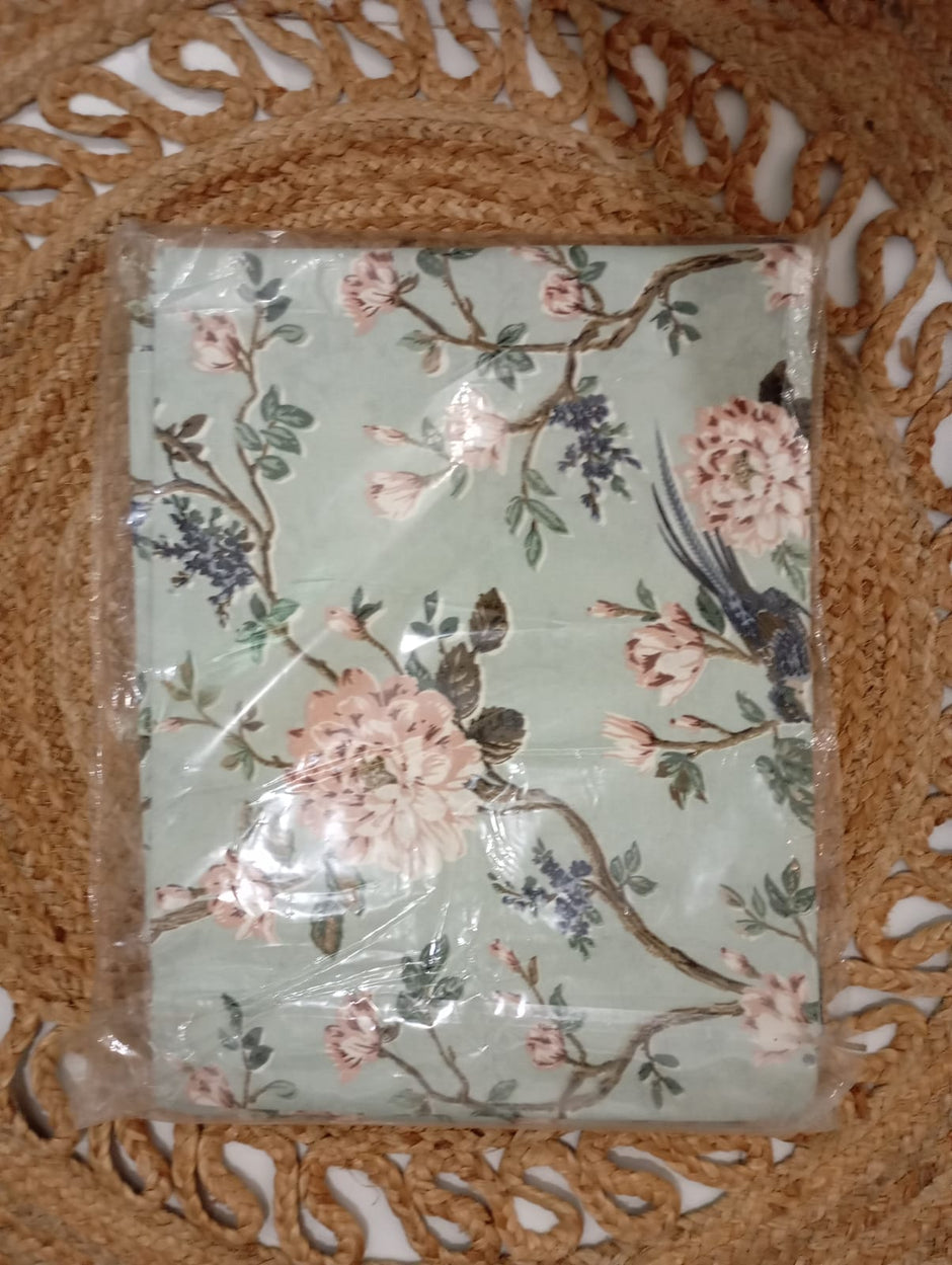 Floral Bird Garden – Super King Size Bedsheet (274 x 274 cm) | 100% Cotton | Includes 2 Pillow Covers