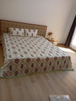 Mughal Rose Lattice – Super King Size Bedsheet (274 x 274 cm) | 100% Jaipuri Cotton | Includes 2 Pillow Covers