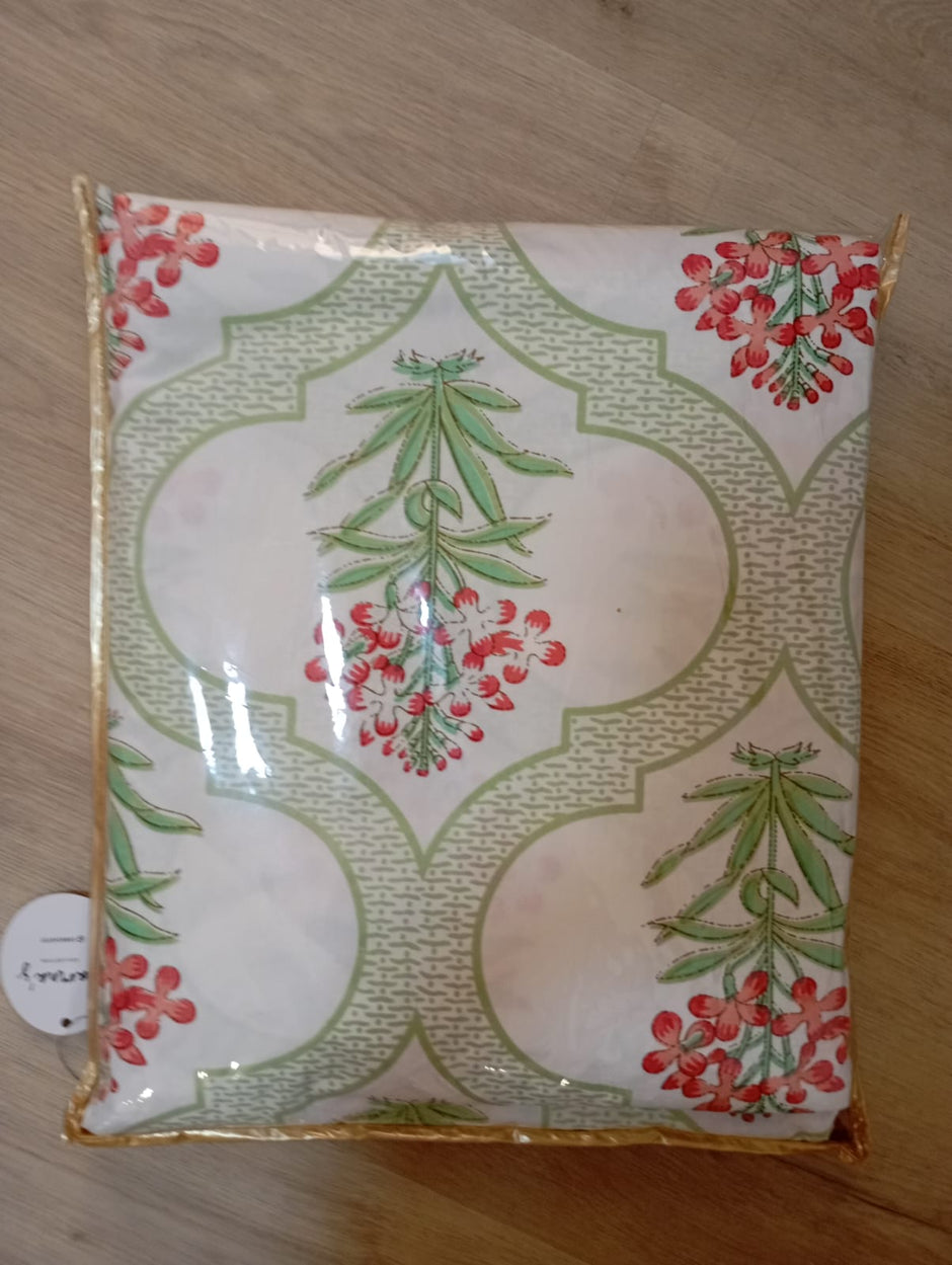 Gulnaar Blossom – Super King Size Bedsheet (274 x 274 cm) | 100% Pure Cotton | Includes 2 Pillow Covers