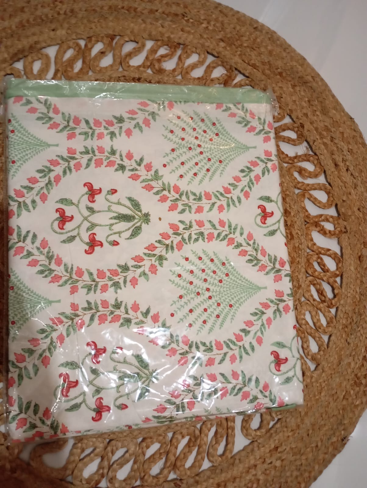 Meher Vine – Super King Size Bedsheet (274 x 274 cm) | 100% Jaipuri Cotton | Includes 2 Pillow Covers