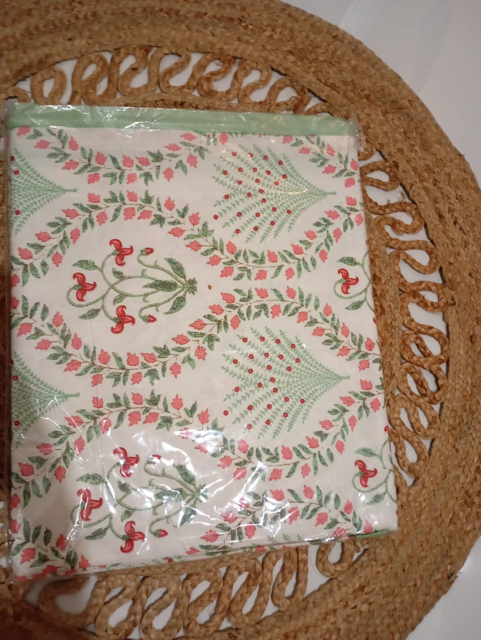 Meher Vine – Super King Size Bedsheet (274 x 274 cm) | 100% Jaipuri Cotton | Includes 2 Pillow Covers