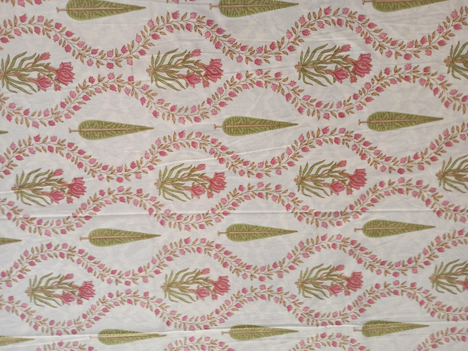 Gulnaar Bloom – Super King Size Bedsheet (274 x 274 cm) | 100% Jaipuri Cotton | Includes 2 Pillow Covers