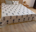 Blue Meadow Haven - Hand Block Print – Super King Size Bedsheet (279 x 279 cm) | 100% Percale Cotton | Includes 2 Pillow Covers