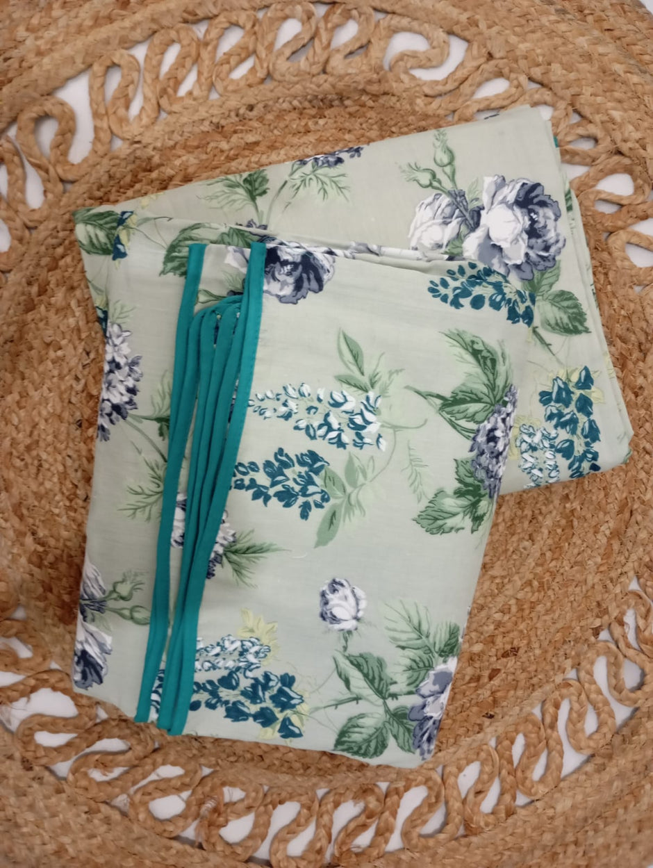 Meadow Serenity Dohar (Single Size, Set of 2) | Malmal Muslin Cotton | Lightweight &amp; Breathable
