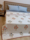 Peacock Bloom – Hand Block Print – Reversible Standard King Size Dohar | 100% Muslin Cotton | All Season, Perfect for AC