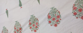 Coral Mint Blossom – Standard King Size Dohar | 100% Muslin Cotton | Reversible Print