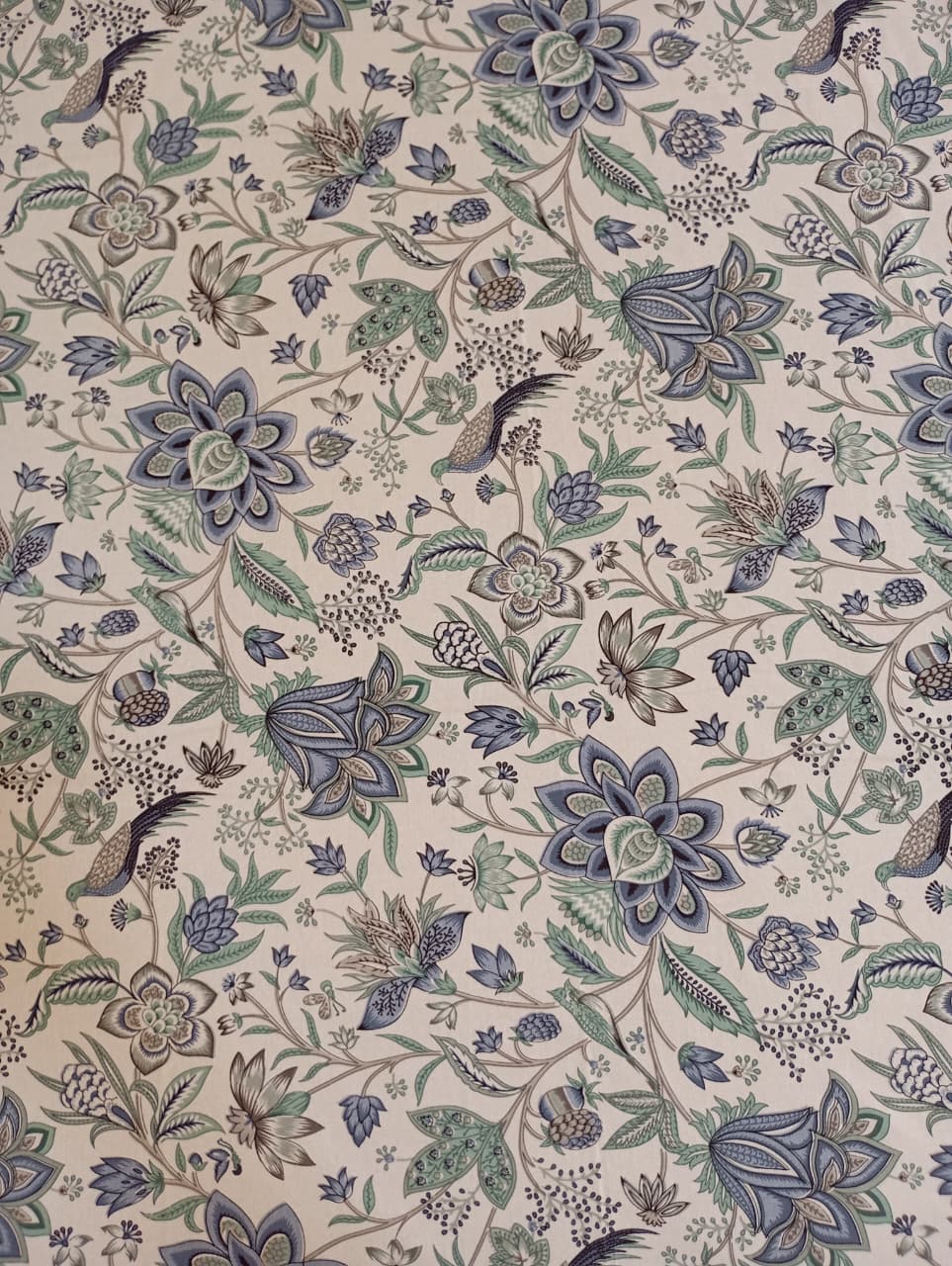 Azure Peacock Blossom – Super King XL Size Bedsheet (270 x 290 cm) | 100% Cotton | Includes 4 Pillow Covers