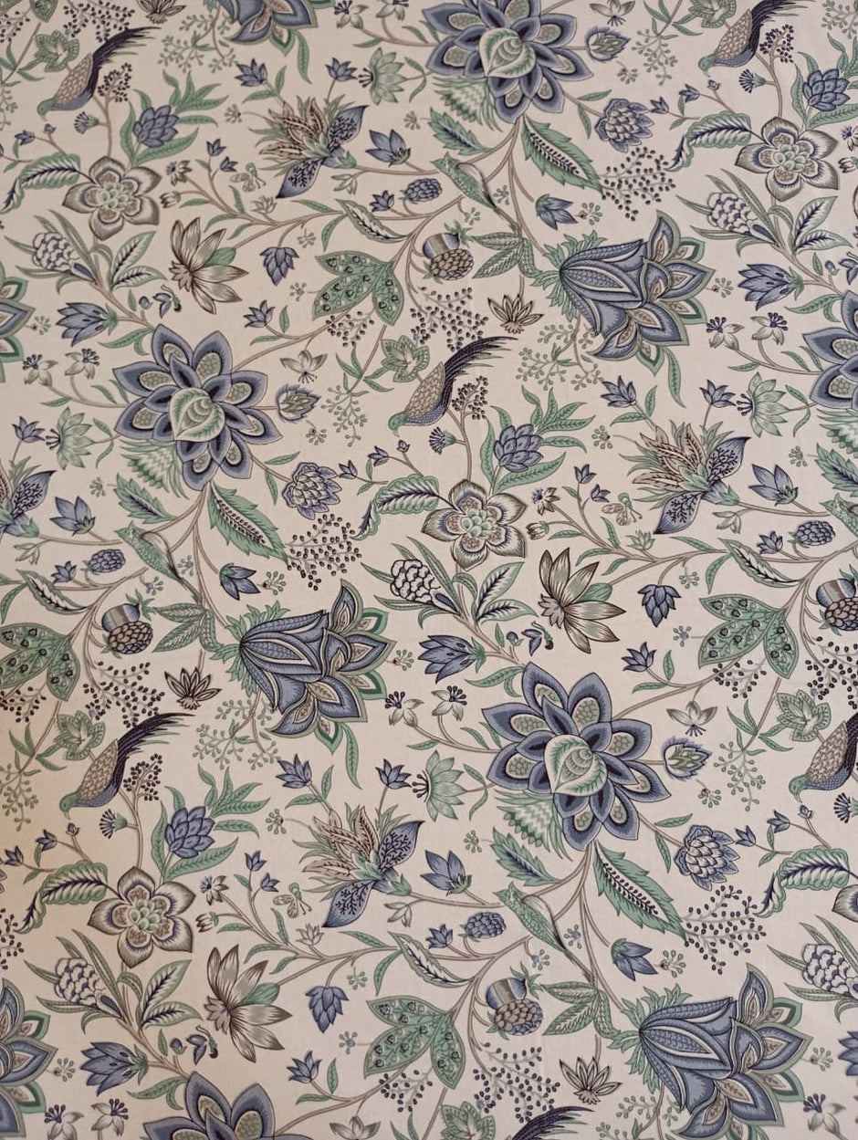 Azure Peacock Blossom – Super King XL Size Bedsheet (270 x 290 cm) | 100% Cotton | Includes 4 Pillow Covers