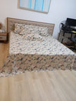 Blush Bird Blossom Garden – Super King XL Size Bedsheet (270 × 290 cm) | 100% Cotton | Includes 4 Pillow Covers