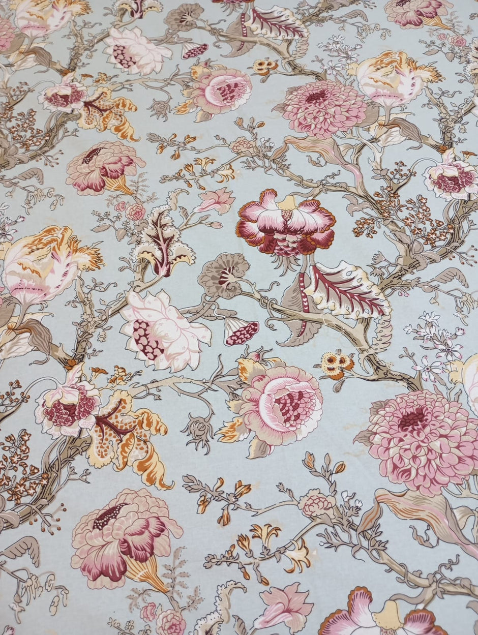 Vintage Blush Botanical Garden – Super King XL Size Bedsheet (270 × 290 cm) | 100% Jaipuri Cotton | Includes 4 Pillow Covers