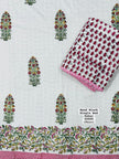 Gulnaar Bloom – Single Bed Muslin Cotton Dohar Pair (152 x 229 cm / 60 x 90 inches) | 100% Muslin Cotton | Reversible Hand Block Print