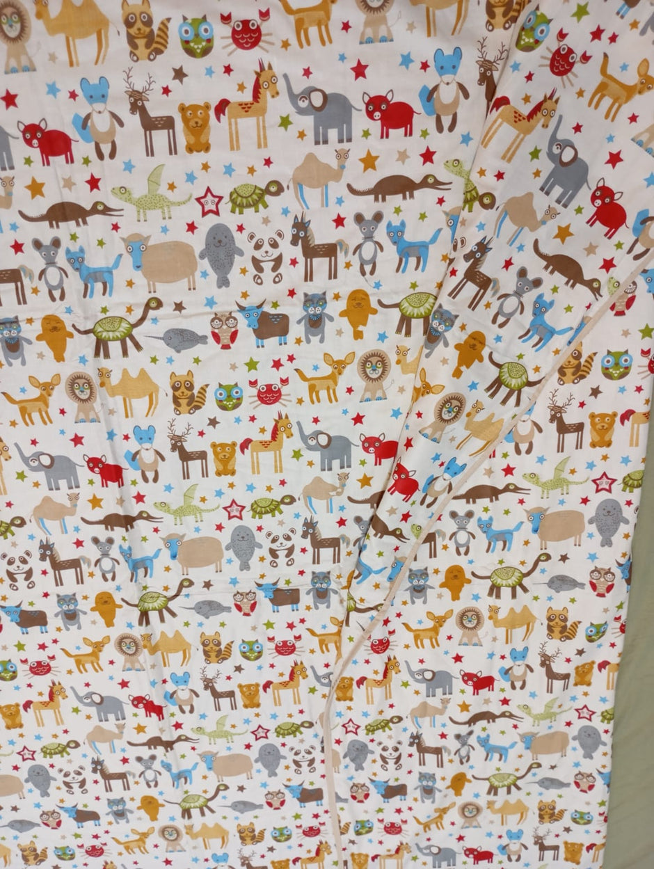 Woodland Friends Kids Muslin Cotton Dohar – Single Size (152 x 229 cm / 60 x 90 inch) | 100% Muslin Cotton | Lightweight AC Quilt