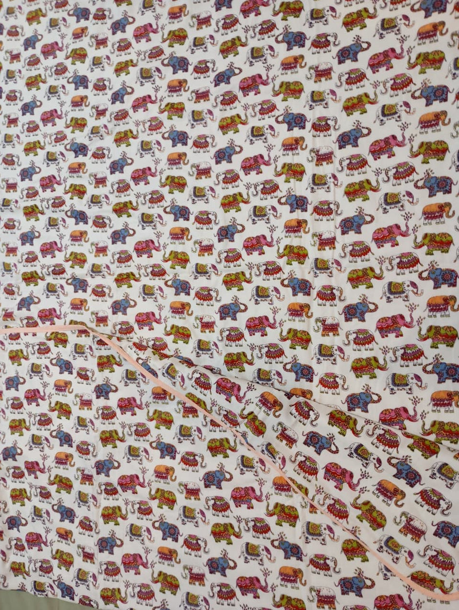 Elephant Parade Muslin Cotton Dohar – Single Size (152 x 229 cm / 60 x 90 inch) | 100% Muslin Cotton | Lightweight AC Quilt