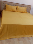 Mustard Solid – Super King Size Bedsheet (274 x 274 cm) | 100% Tencel Cotton | Includes 2 Pillow Covers