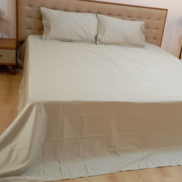 Sage Mist Solid – Super King Size Bedsheet (274 x 274 cm) | 100% Tencel Cotton - 400 Thread Count | Includes 2 Pillow Covers