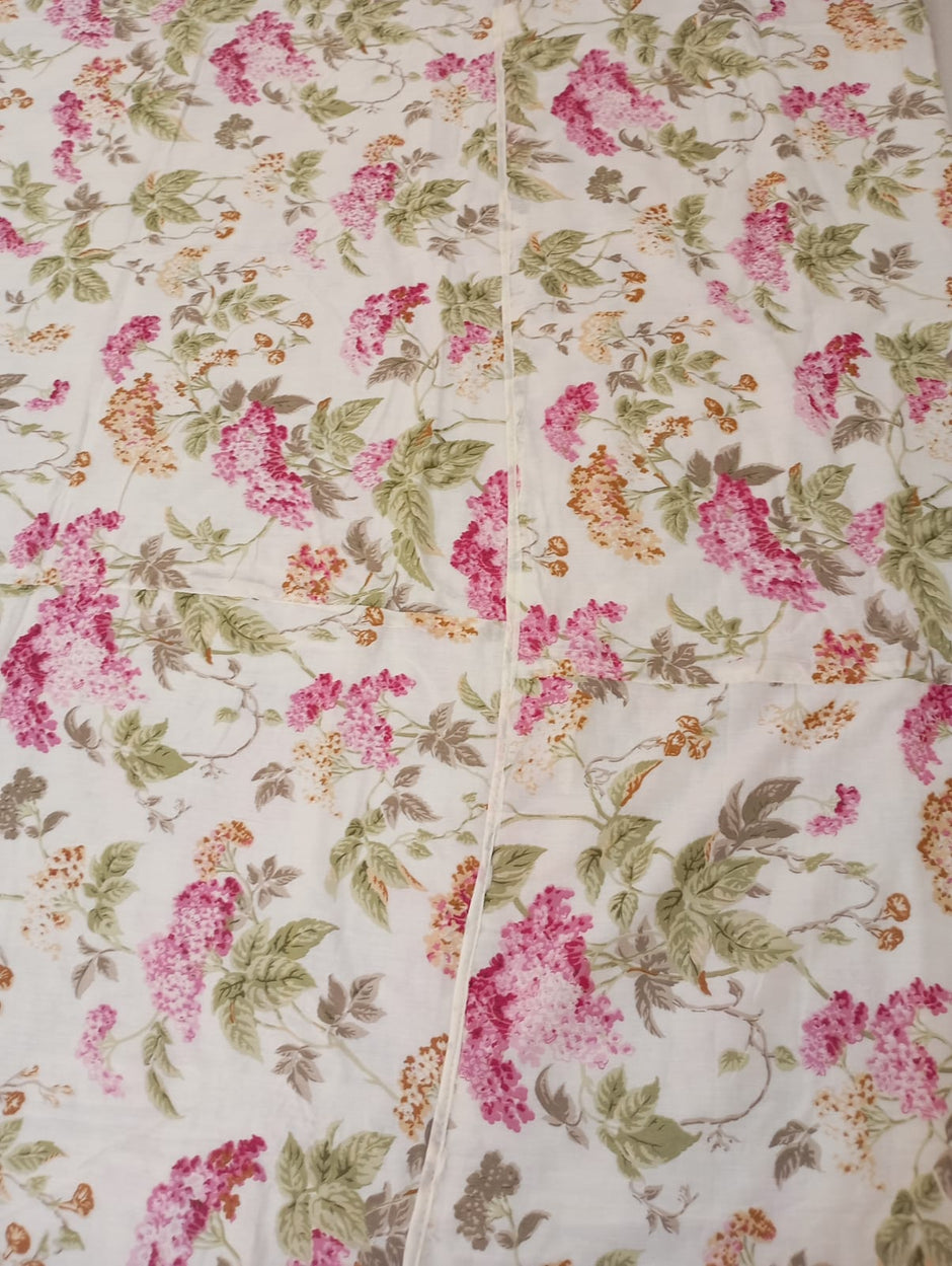 Soft Beige Botanical Bloom Muslin Dohar – Standard King Size (240 x 260 cm / 95 x 100 inches) | Muslin Cotton | Lightweight All-Season Comfort | Set of 2