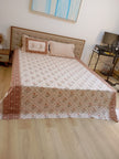 Terracotta Blossom – Super King Size Bedsheet (274 × 274 cm) | 400 TC Tencel Cotton | Includes 2 Pillow Covers