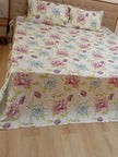 Blush Azure Bloom – Super King Size Bedsheet (270 x 270 cm) | 100% Tencel Cotton | 400 Thread Count | Includes 2 Pillow Covers