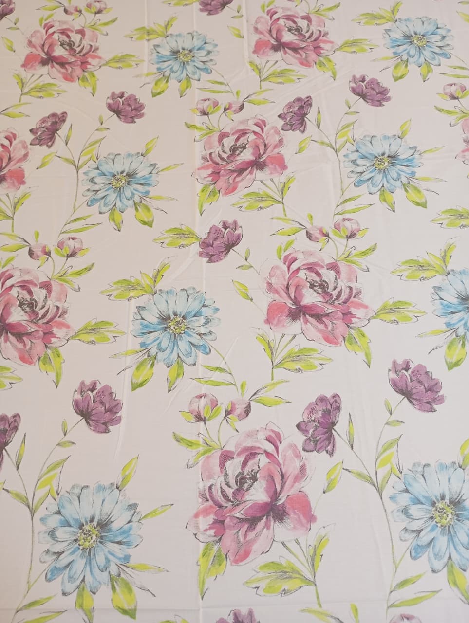 Blush Azure Bloom – Super King Size Bedsheet (270 x 270 cm) | 100% Tencel Cotton | 400 Thread Count | Includes 2 Pillow Covers