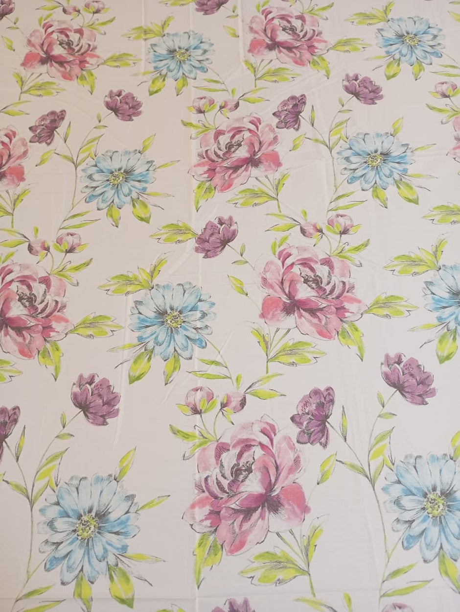Blush Azure Bloom – Super King Size Bedsheet (270 x 270 cm) | 100% Tencel Cotton | 400 Thread Count | Includes 2 Pillow Covers