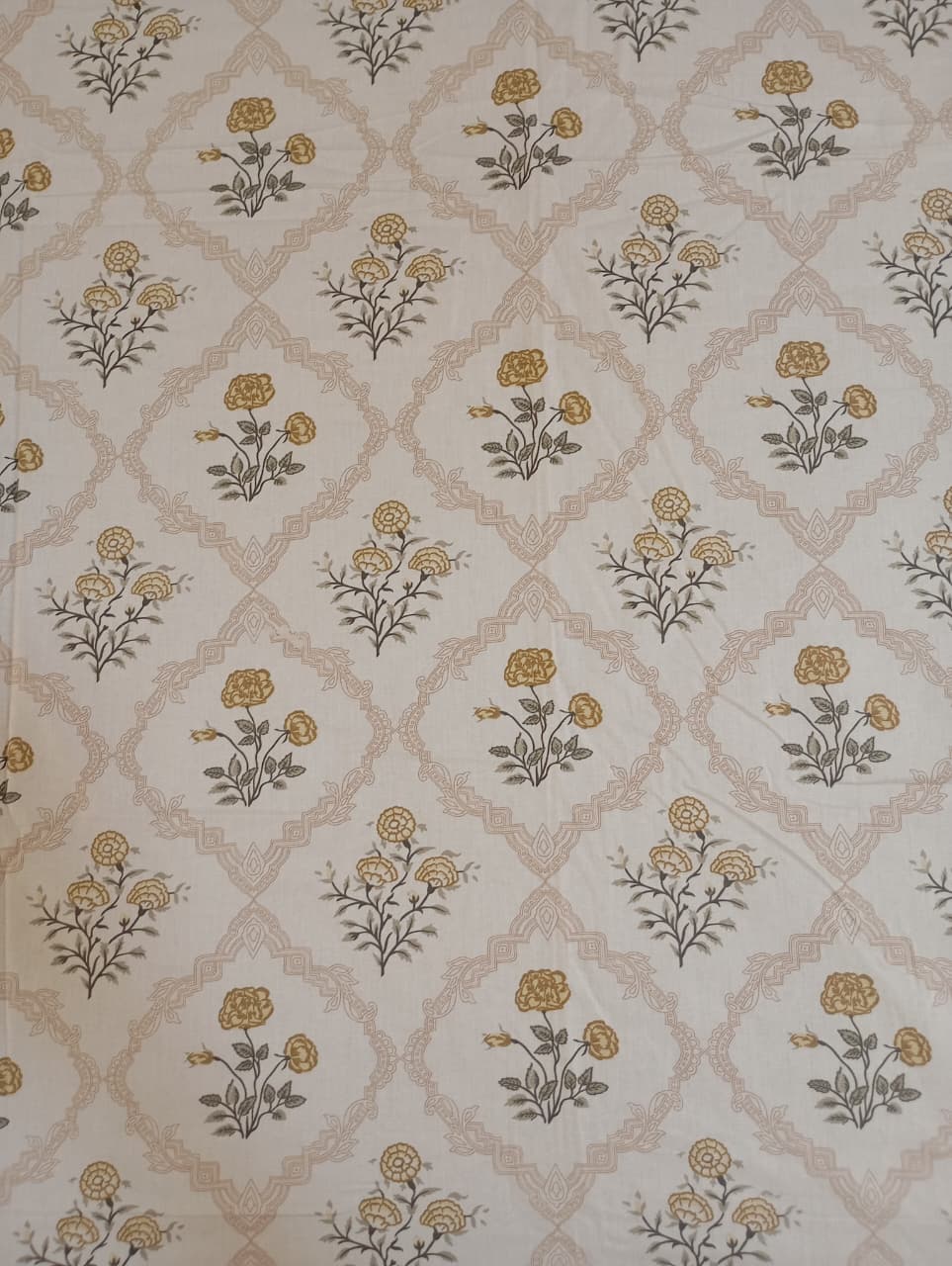 Golden Heritage Bloom – Super King Size Bedsheet (270 x 270 cm) | 100% Tencel Cotton | 400 Thread Count | Includes 2 Pillow Covers