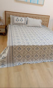 Blue Heritage Bloom – Super King Size Bedsheet (270 x 270 cm) | 100% Tencel Cotton | 400 Thread Count | Includes 2 Pillow Covers