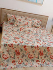 Rustic Coral Blossom Elegance – Super King XL Size Bedsheet (270 x 290 cm) | 100% Jaipuri Cotton | Includes 4 Pillow Covers
