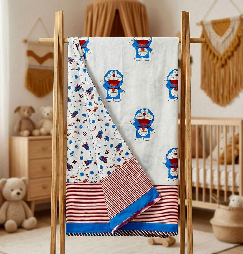Doraemon Dreams Reversible Muslin Cotton Kids Dohar – Single Size (60 x 90 inch / 150 x 220 cm) | 100% Muslin Cotton | 1 Piece