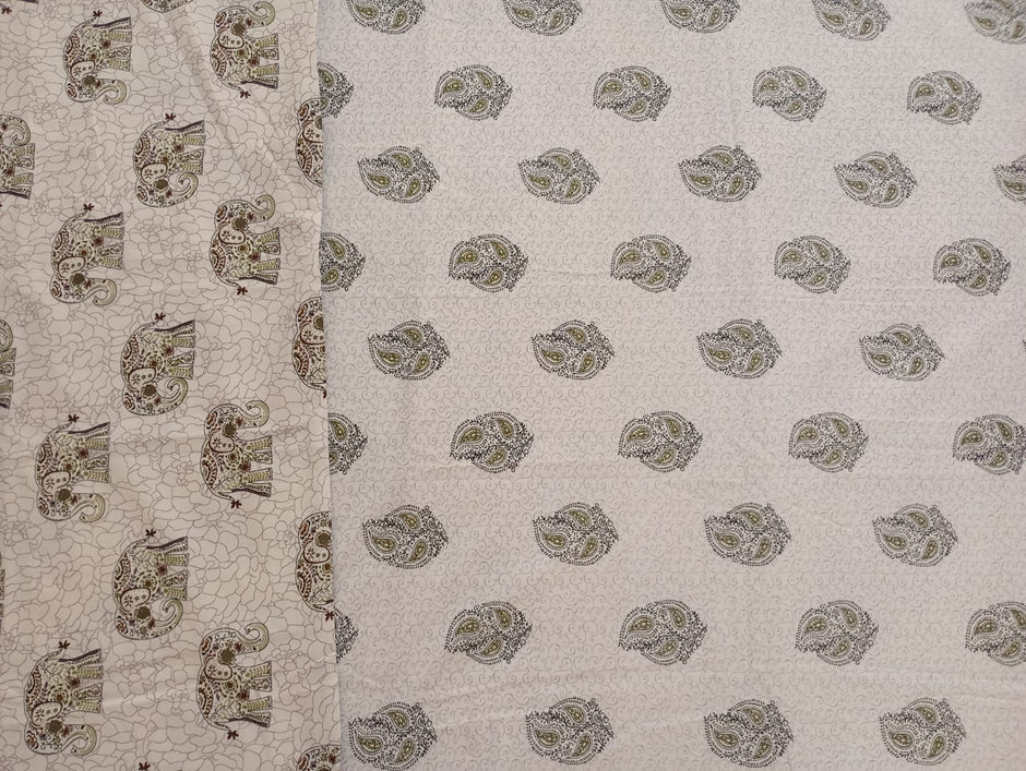 Elephant Reversible Dohar – Elephant and Paisley Print | Cotton Blend Double Dohar | 90% Cotton, 10% Polyester | Lightweight All-Season Comfort