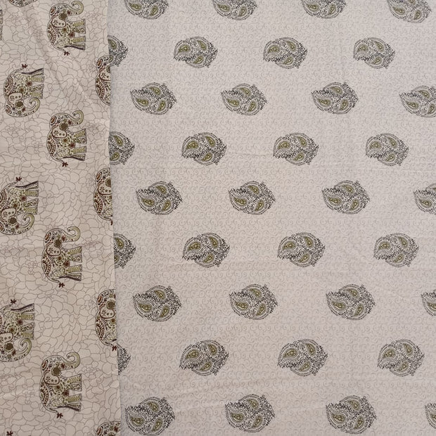 Elephant Reversible Dohar – Elephant and Paisley Print | Cotton Blend Double Dohar | 90% Cotton, 10% Polyester | Lightweight All-Season Comfort