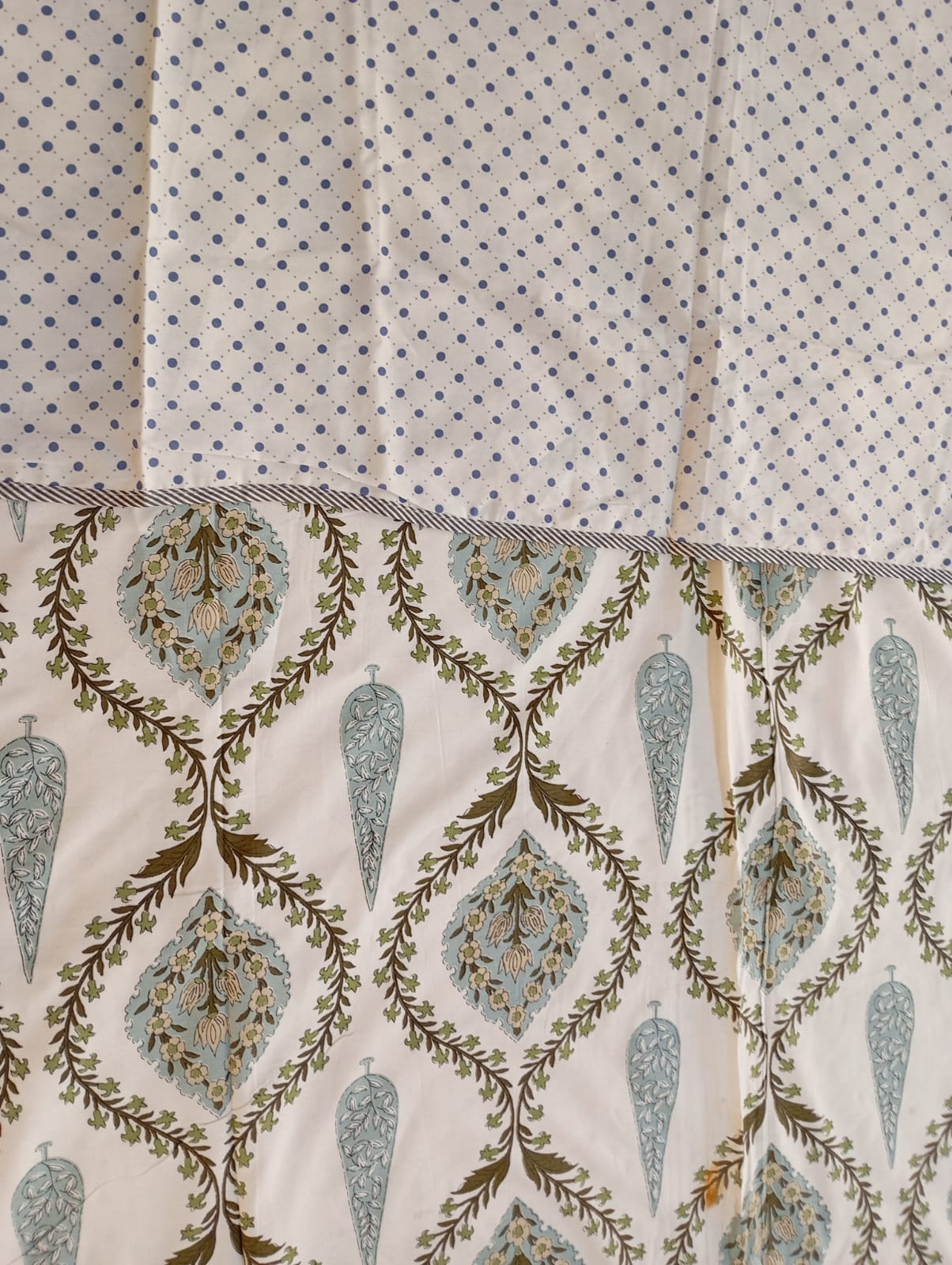 Blue Meadow Reversible Cotton Blend Dohar – Single Size (60 × 90 inch / 150 × 230 cm) | 90% Cotton, 10% Polyester | Pack of 2