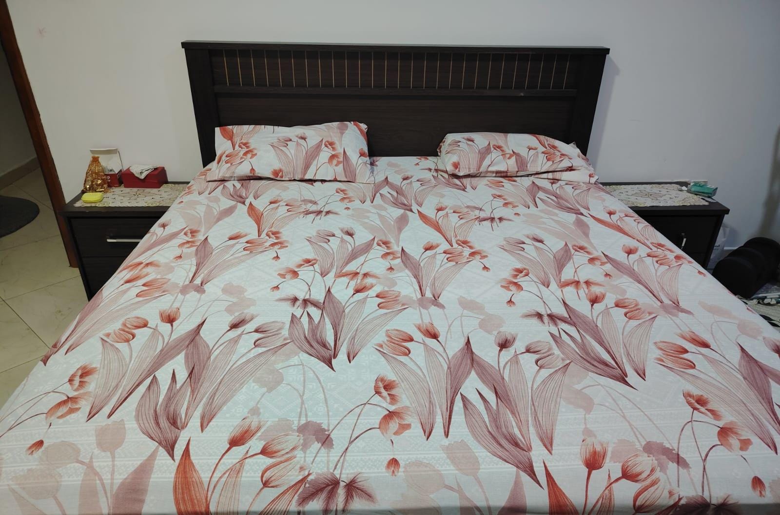 Petal Whisper Pure Cotton Bedsheet Set – King Size (260 × 270 cm) | 3-Piece Bedding Set