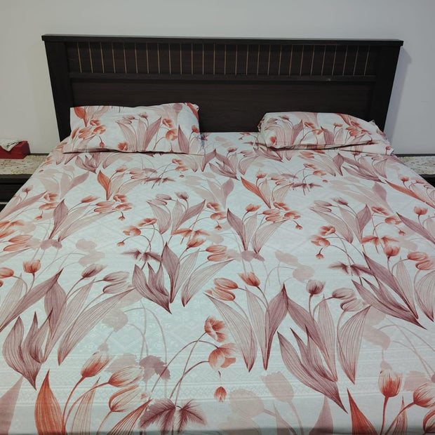 Petal Whisper Pure Cotton Bedsheet Set – King Size (260 × 270 cm) | 3-Piece Bedding Set