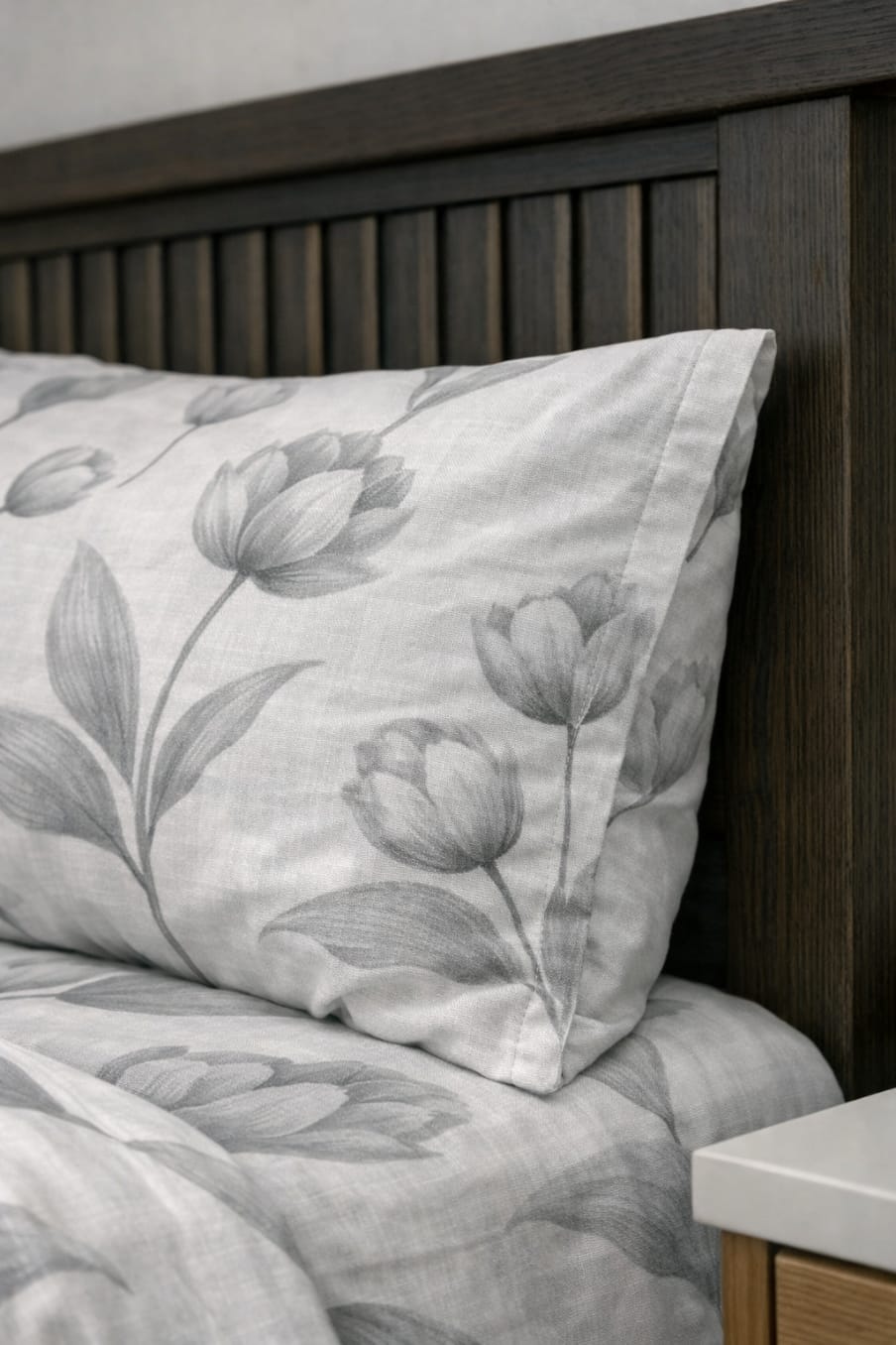 Silver Bloom Pure Cotton Bedsheet Set – King Size (240 × 270 cm) | 3-Piece Bedding Set