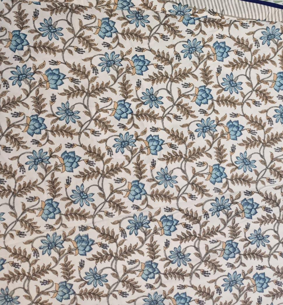 Azure Vine Symphony Muslin Cotton Dohar – King Size (220 × 240 cm) | 100% Muslin Cotton | 1 Piece