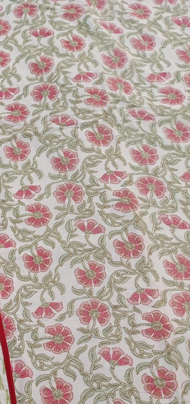 Pink Rosé Botanica Muslin Cotton Dohar – King Size (220 × 240 cm) | 100% Muslin Cotton | 1 Piece