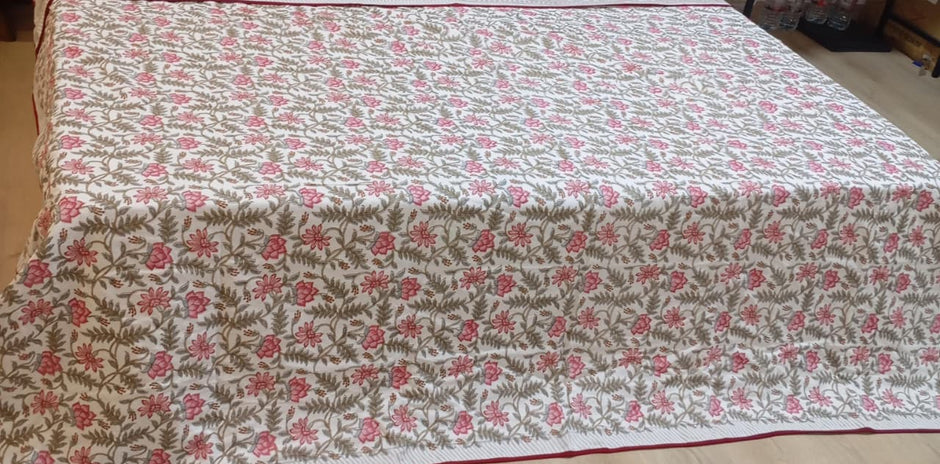 Rosewood Blossom Trail Muslin Cotton Dohar – King Size (220 × 240 cm) | 100% Muslin Cotton | 1 Piece