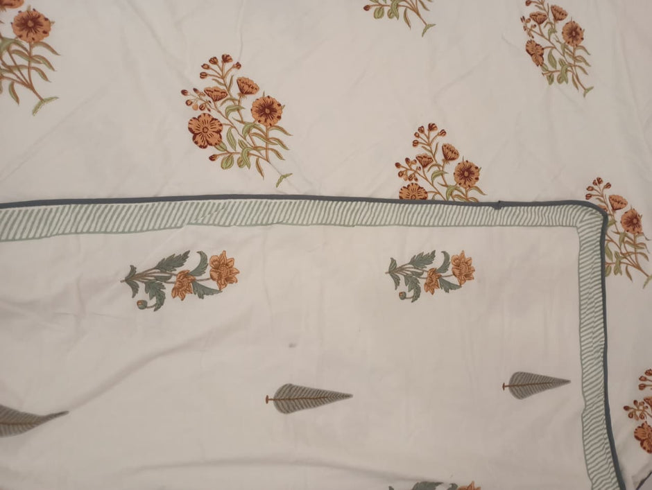 Autumn Meadow Reversible Muslin Dohar – Standard King Size (240 x 260 cm / 90 x 108 inches) | Muslin Cotton | Lightweight All-Season Comfort
